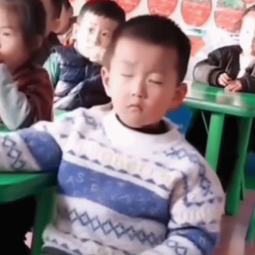 Asian Boy Sleeping In Classroom GIF