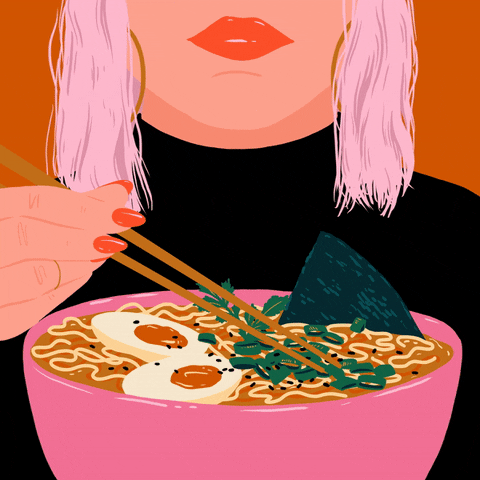 Asian Girl Eating Ramen GIF