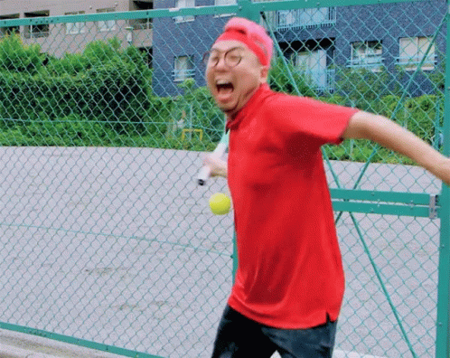 Asian Guy Swing And A Miss GIF