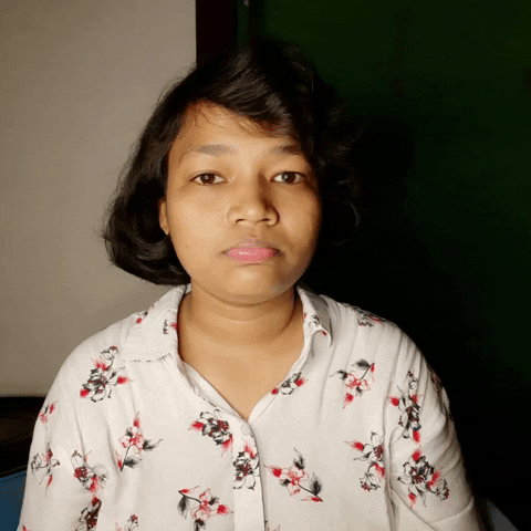 Asian Lady Sad Face Slow Blink GIF