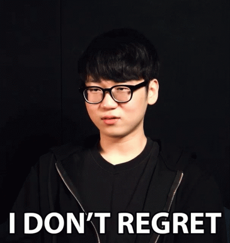 Asian Man With Eyeglasses No Regrets Statement GIF