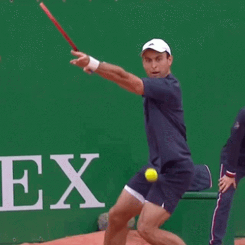 Aslan Karatsev Court With Rolex Logo GIF