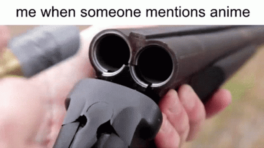 Assembling Shotgun Me When Someone Mentions Anime GIF