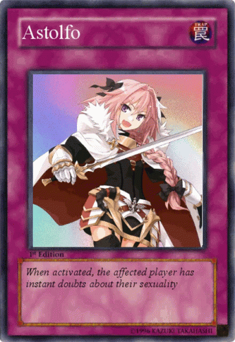 Astolfo Wielding Sword Trading Card GIF