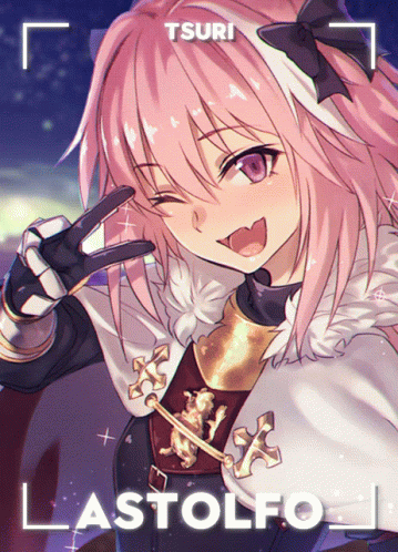 Cute Astolfo Peace Sign Anime GIF