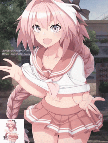 Cute Astolfo Pink Hair Blinking GIF