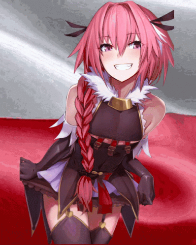 Astolfo Big Grin Fluttering Polish Flag Background GIF