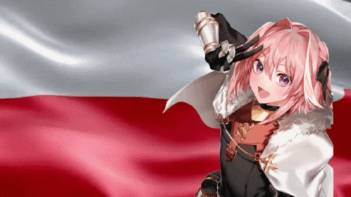 Astolfo Peace Out Polish Flag Fluttering GIF