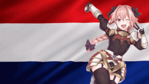 Astolfo Happy Wink Netherland Flag Waving GIF