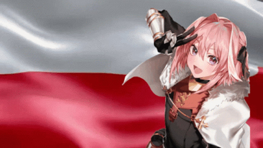 Astolfo Peace Out Polish Flag Fluttering GIF