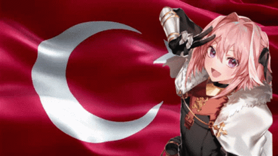 Astolfo Peace Out Turkish Flag Waving GIF