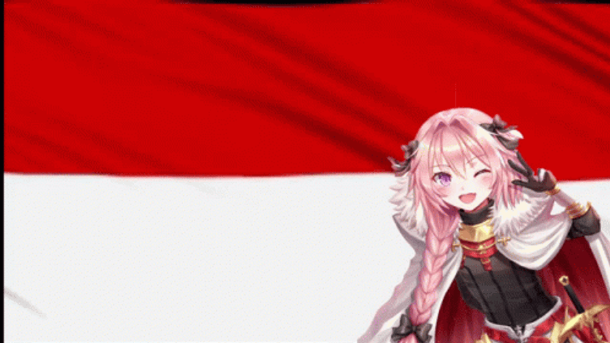 Astolfo Winking Polish Flag Background GIF