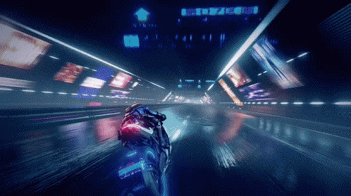 Astral Chain Character Riding Big Bike GIF
