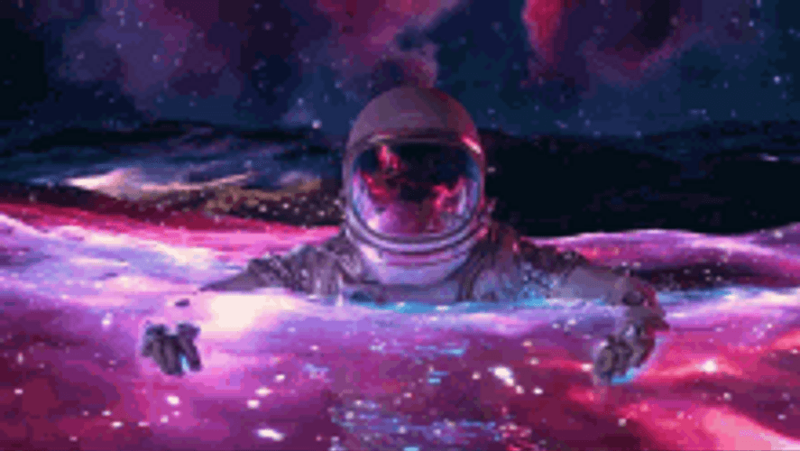 Astronaut Floating In Space Sea GIF