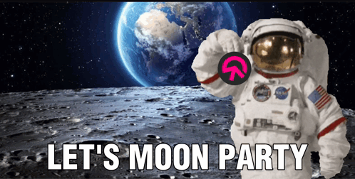 Astronaut on Moon with Lets Moon Party