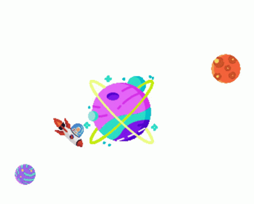 Astronaut Rotating Around Planet GIF