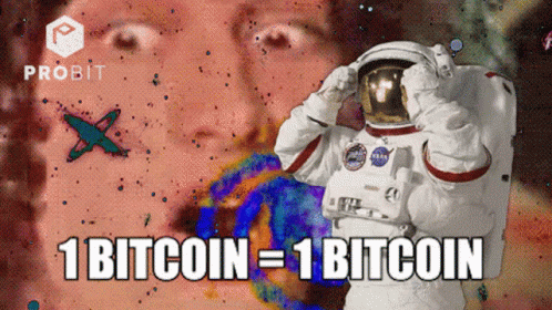 Astronaut With 1 Bitcoin Equals 1 Bitcoin