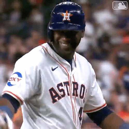 Astros Player Smiling in Helmet