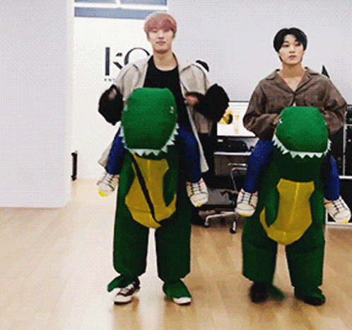 Ateez Member In Dino Costume GIF