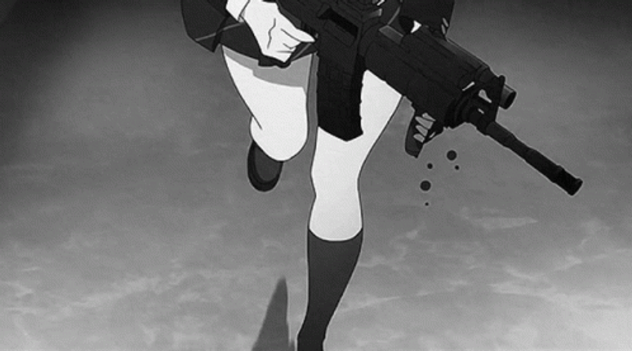 Athletic Anime Running Gun GIF