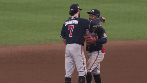 Atlanta Braves Ozzie Albies Dansby Swanson Hug GIF