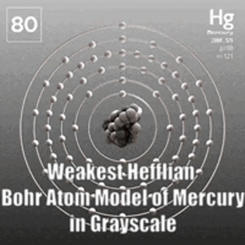 Atom Model Of Mercury In Grayscale GIF