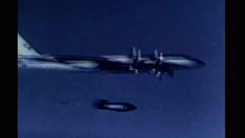 Vintage Airplane Dropping Atomic Bomb GIF