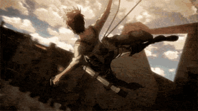 Attack On Titan Eren Maneuvering GIF