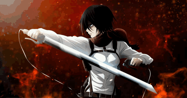 Attack On Titan Fiery Mikasa GIF