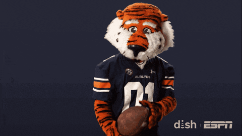 Auburn Football Mascot Holding Football GIF