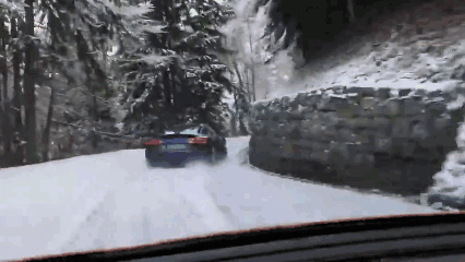Audi Car In Snowy Road GIF