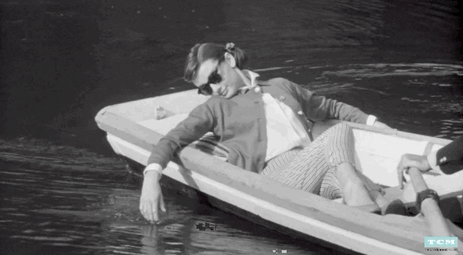 Audrey Hepburn On The Canoe GIF