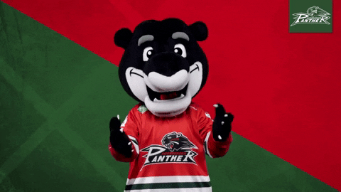 Augsburger Panther Ice Hockey Mascot Flying Kiss GIF