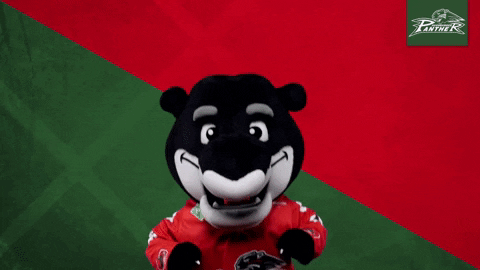 Augsburger Panther Ice Hockey Mascot Hand Up GIF