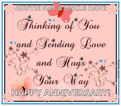 Sending Love And Hugs From Auntie Nat And Uncle Dave GIF