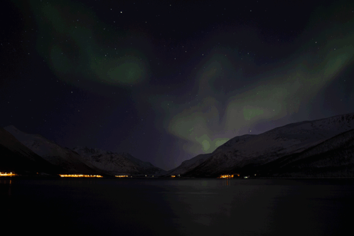 Aurora Borealis Shining Over Lake