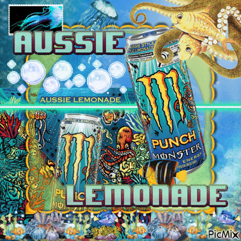 Aussie Lemonade Punch Monster Drink Advertisement GIF