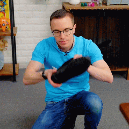 Austin Evans Hilariously Sniffing Shoe GIF