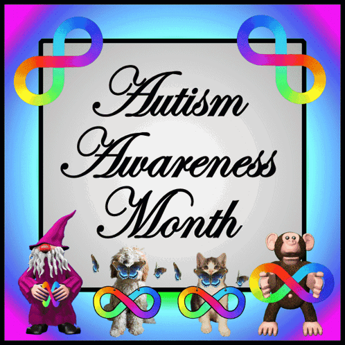 Autism Awareness Month Sign with Gnome and Animals