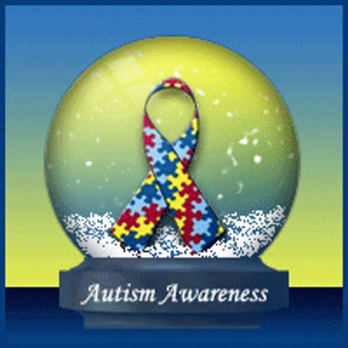 Autism Awareness Ribbon Globe GIF