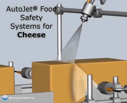 Autojet Food Safety System Spraying Cheese GIF