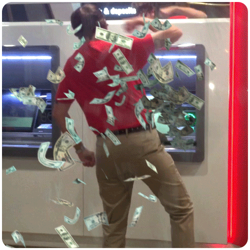 Automated Teller Machine Making It Rain GIF