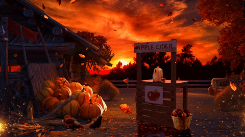 Autumn Falls Fire Halloween GIF