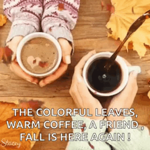Autumn Falls Leaves Coffee Chocolate Drink GIF