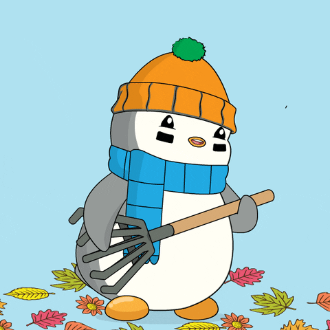 Autumn Falls Pudgy Penguin Leaves Falling GIF