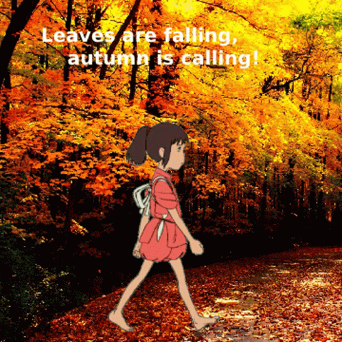 Autumn Falls Studio Ghibli Chihiro GIF