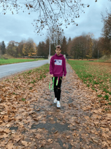 Autumn Leaves Man Power Walking GIF