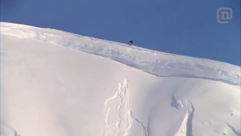 Massive Skiing Fall Avalanche GIF
