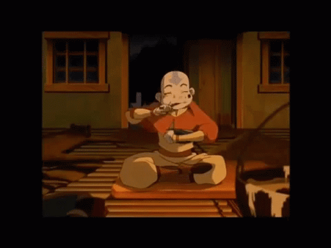 Avatar Aang Eating And Spitting His Food GIF