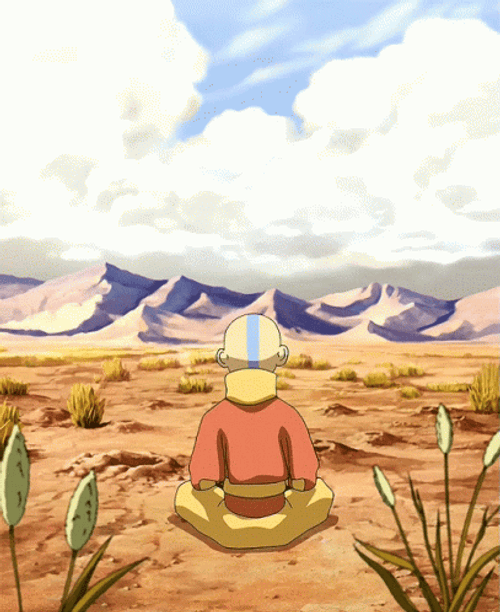 Avatar Aang Meditating Facing The Mountain GIF